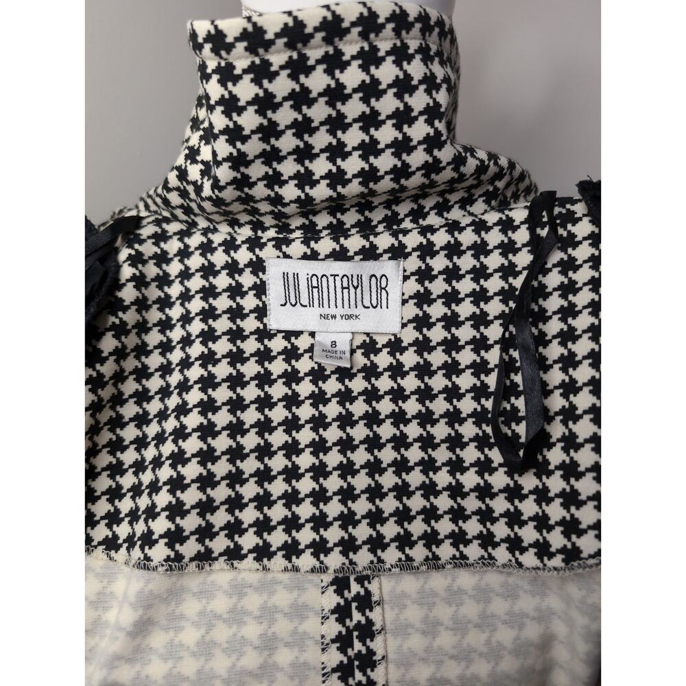 Julian Taylor NY chic statement houndstooth black and ivory sz 8 coat - Picture 6 of 10